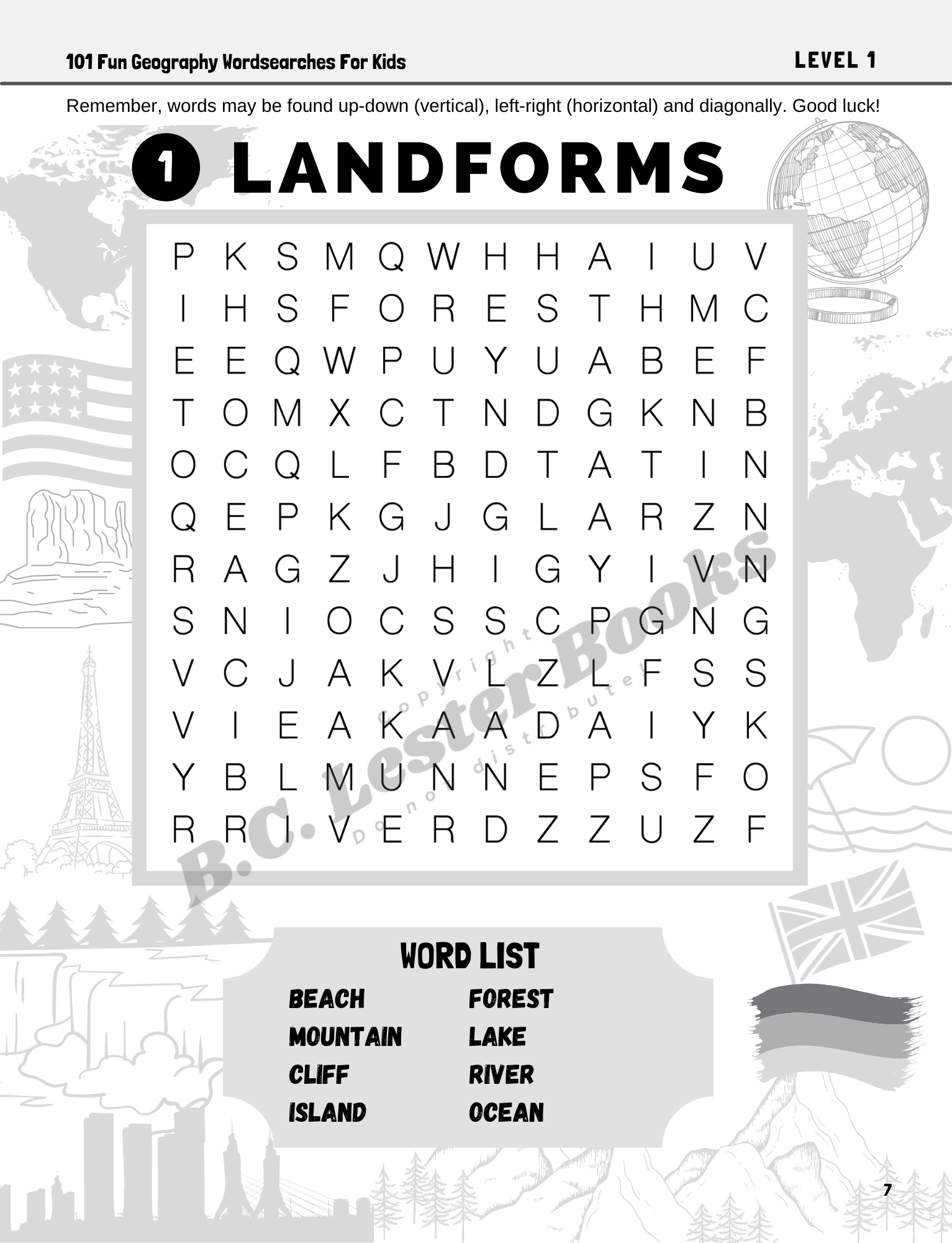 101 Fun Geography Wordsearches For Kids B.C. Lester Books