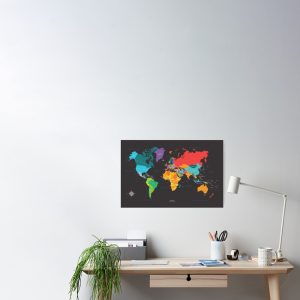 World Map Dark Edition Poster